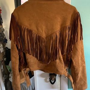 Plus Size Faux Suede Fringe Jacket F21